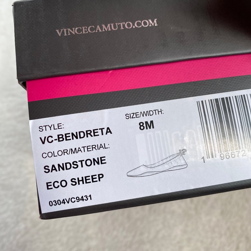 Vince Camuto Bendreta Pointed-Toe Ballet Flats, Leather, Sandstone, 7/7.5/8/8.5 - Picture 2 of 9